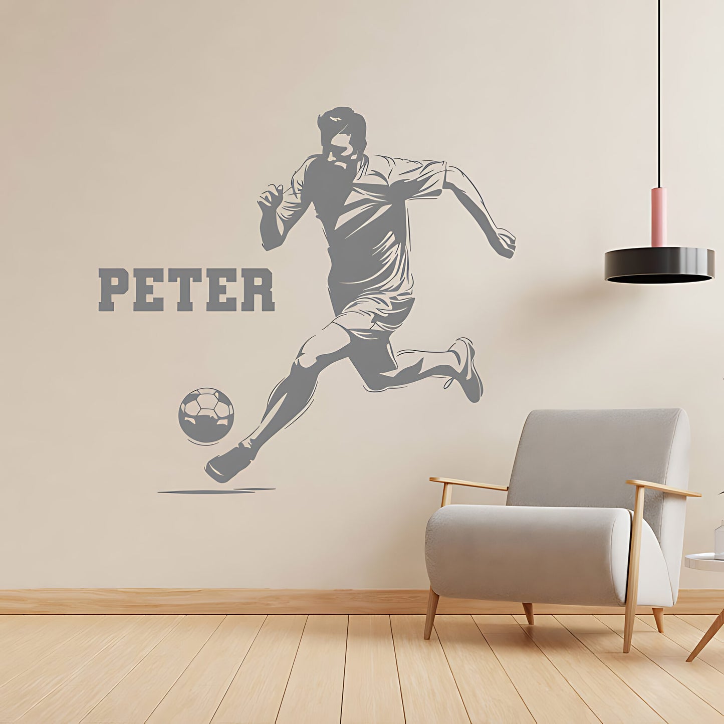 Personalised Football Player Wall Sticker – Custom Name Kicking Silhouette Decal
