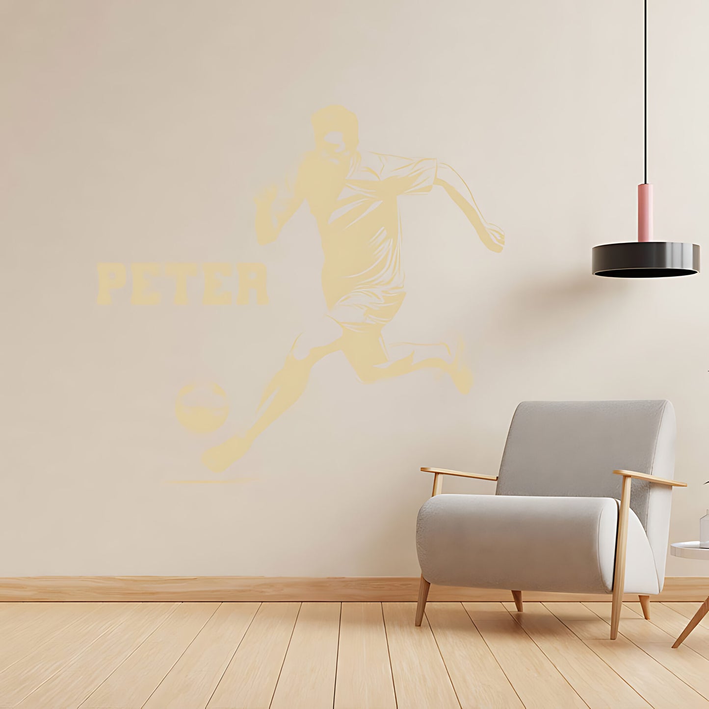 Personalised Football Player Wall Sticker – Custom Name Kicking Silhouette Decal