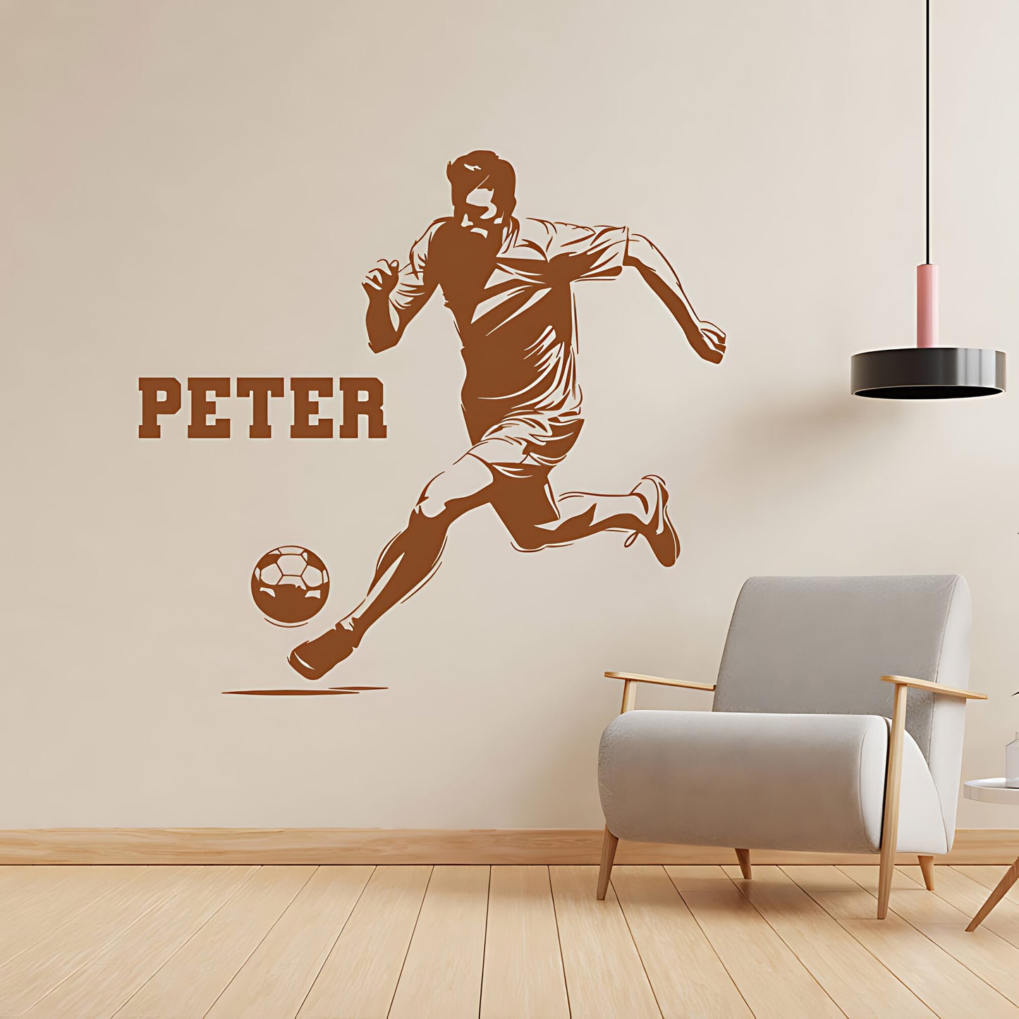Personalised Football Player Wall Sticker – Custom Name Kicking Silhouette Decal