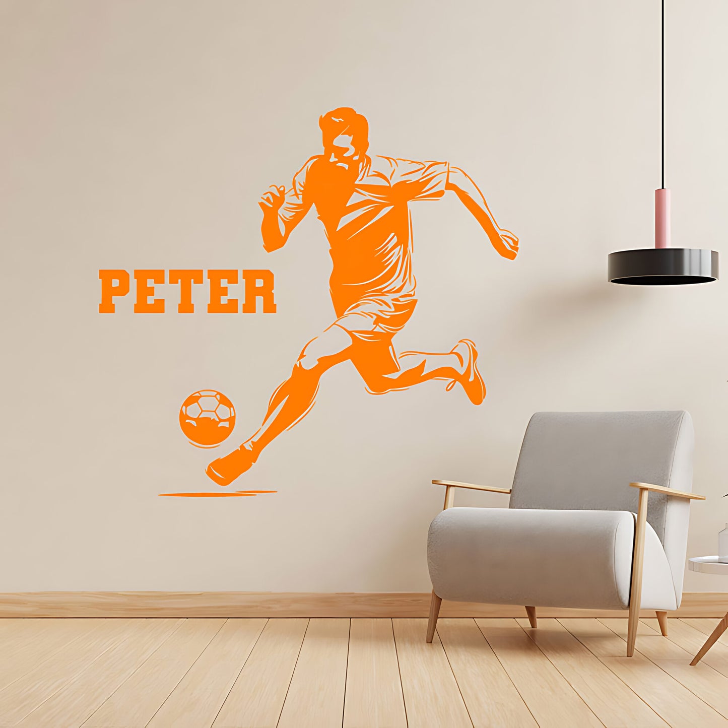 Personalised Football Player Wall Sticker – Custom Name Kicking Silhouette Decal