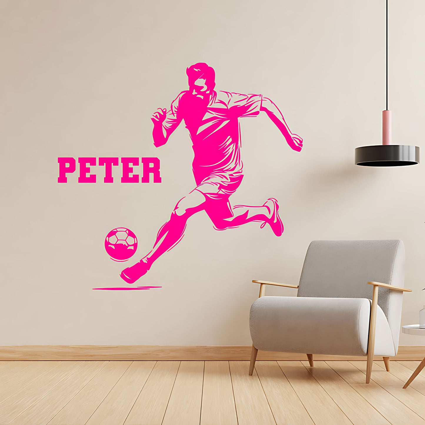 Personalised Football Player Wall Sticker – Custom Name Kicking Silhouette Decal
