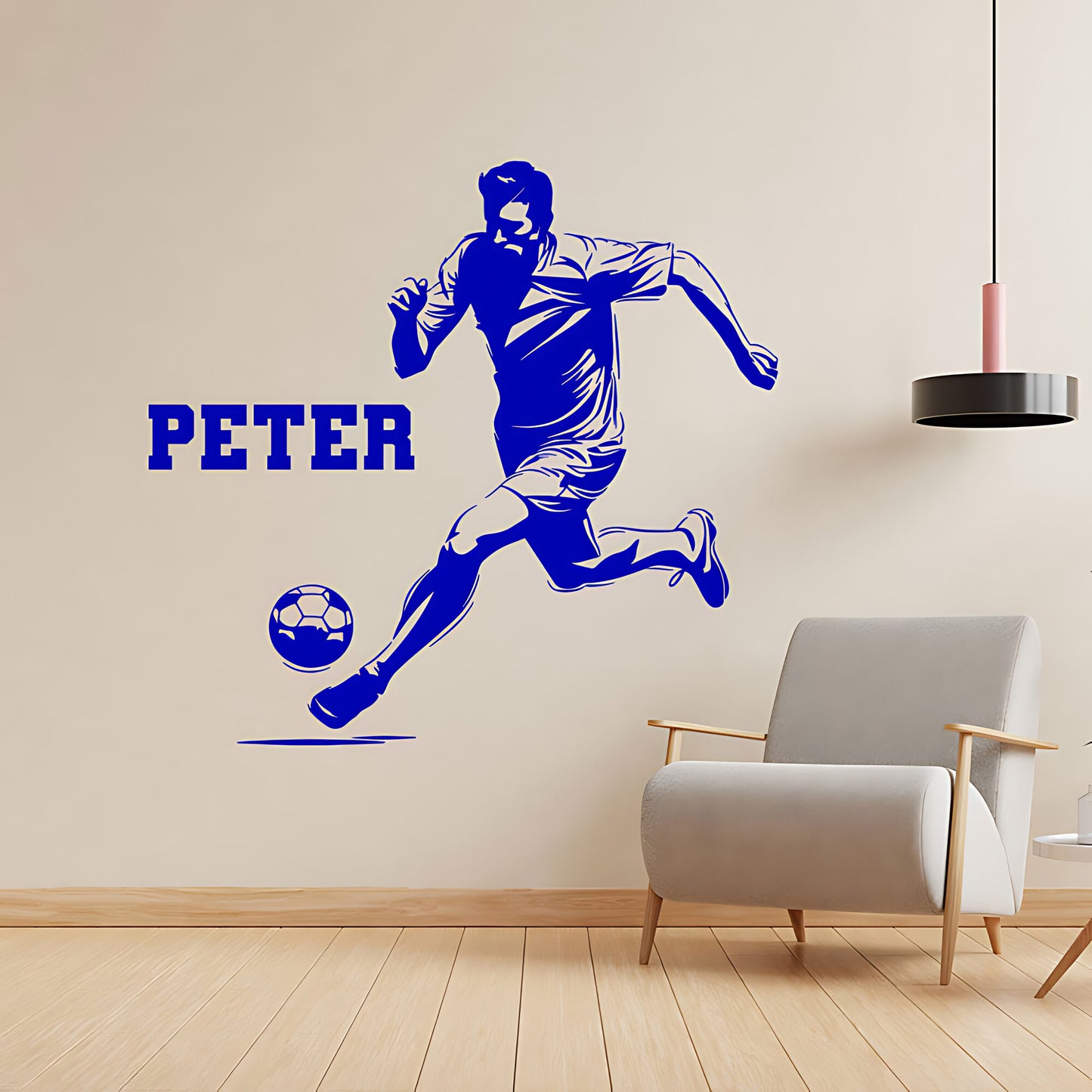 Personalised Football Player Wall Sticker – Custom Name Kicking Silhouette Decal