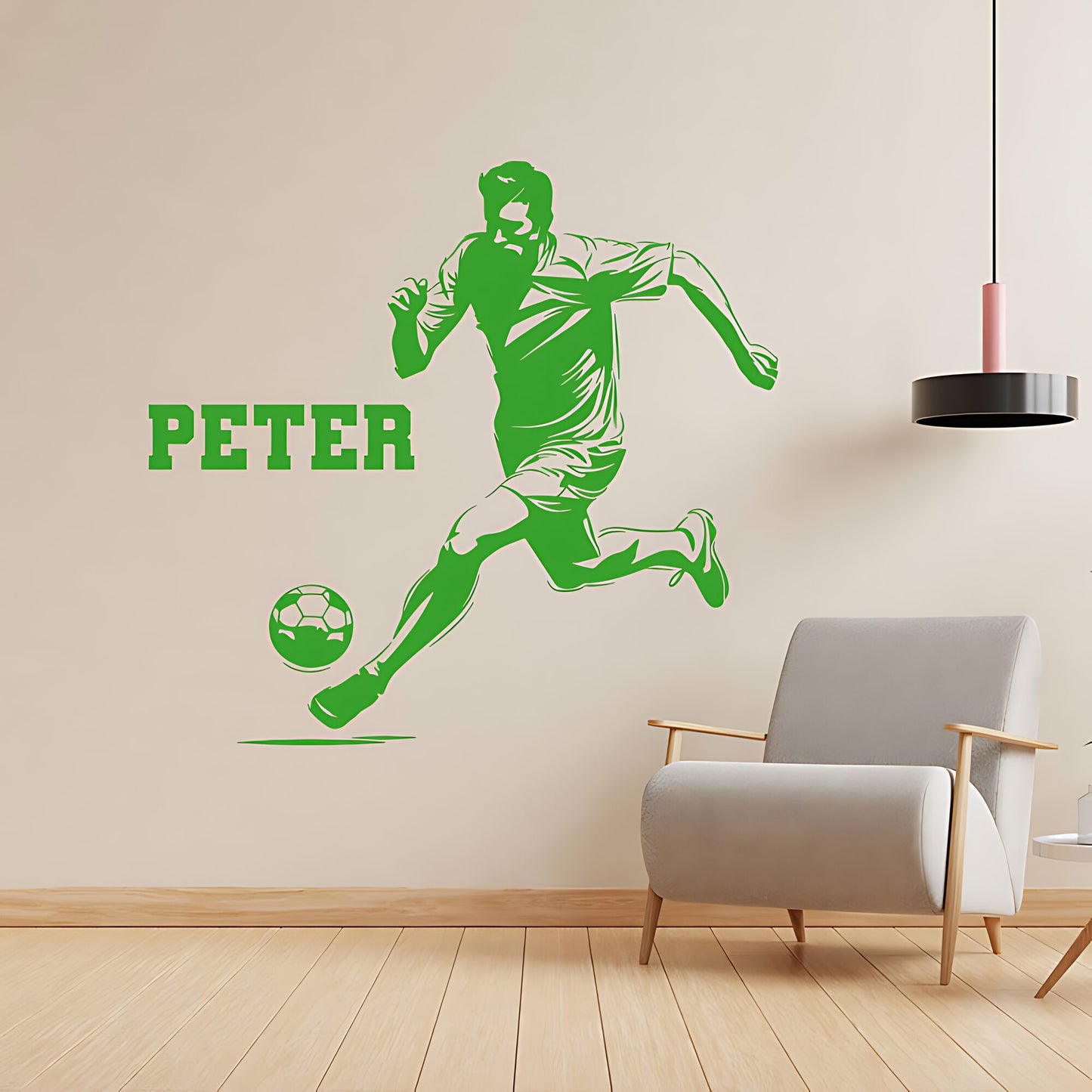 Personalised Football Player Wall Sticker – Custom Name Kicking Silhouette Decal