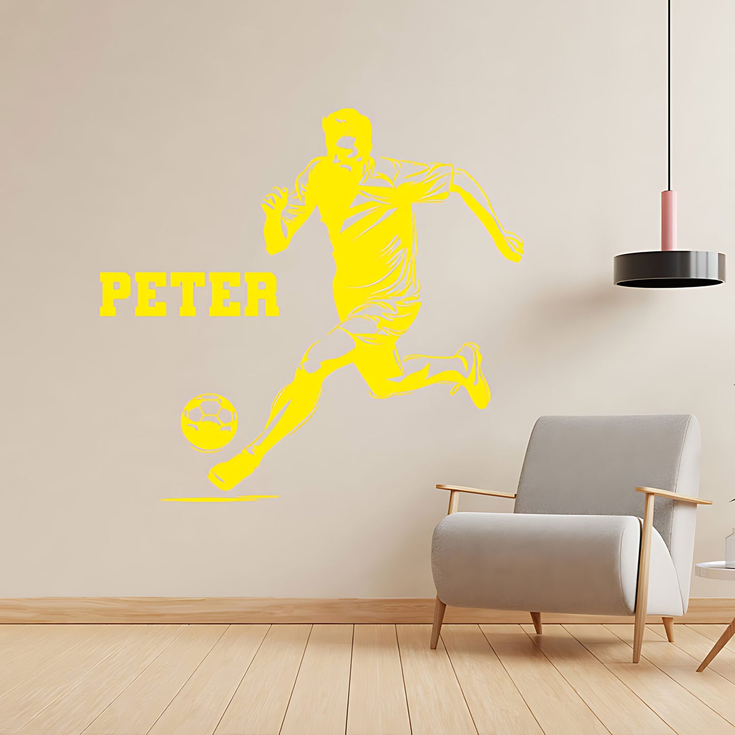 Personalised Football Player Wall Sticker – Custom Name Kicking Silhouette Decal