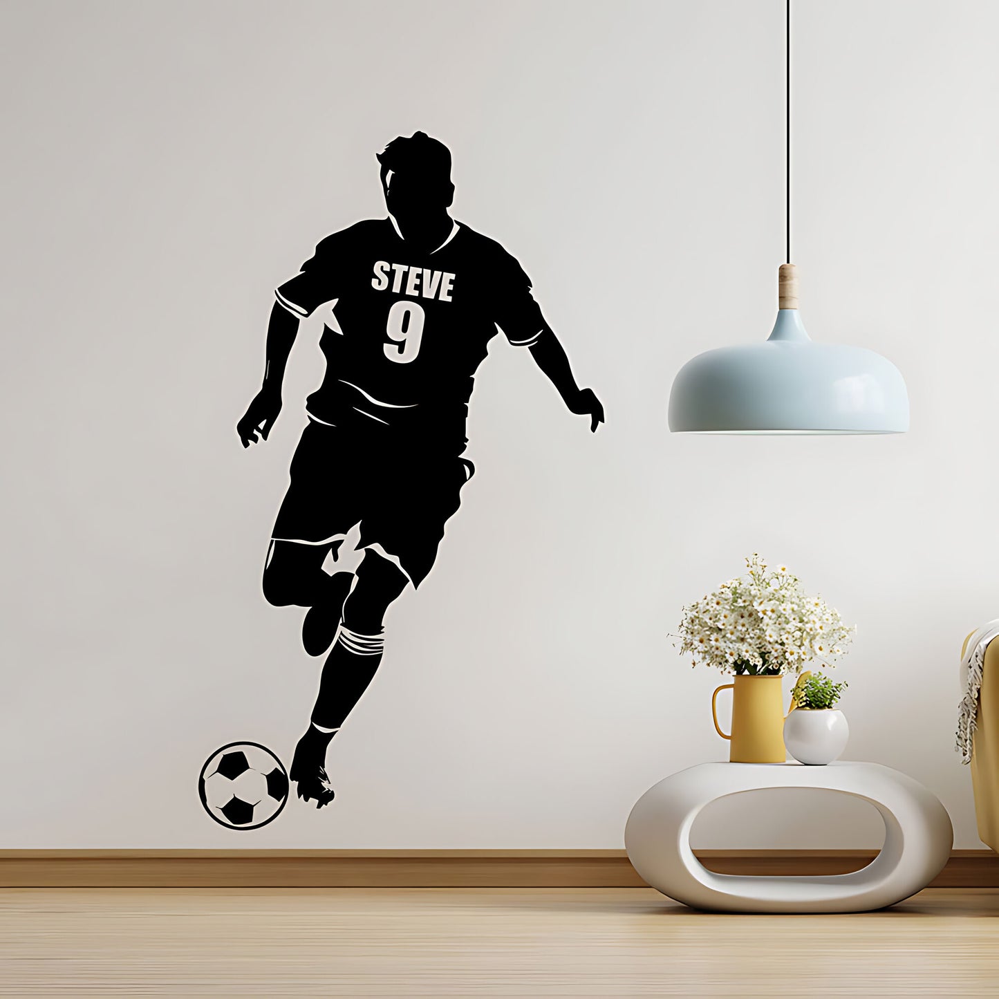 Personalised Football Shirt Wall Decal – Player Silhouette with Name & Squad Number