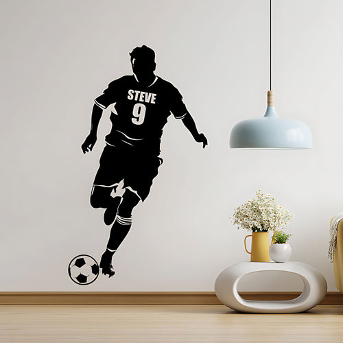 Personalised Football Shirt Wall Decal ‚Äì Player Silhouette with Name & Squad Number