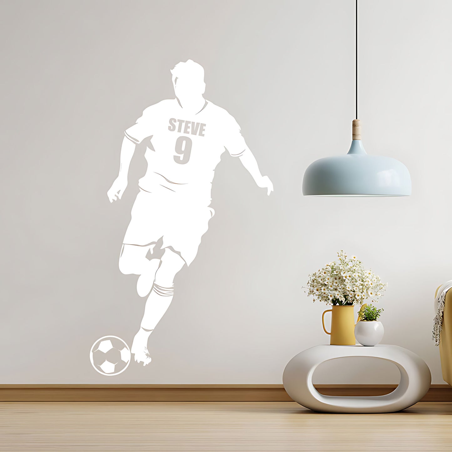 Personalised Football Shirt Wall Decal – Player Silhouette with Name & Squad Number