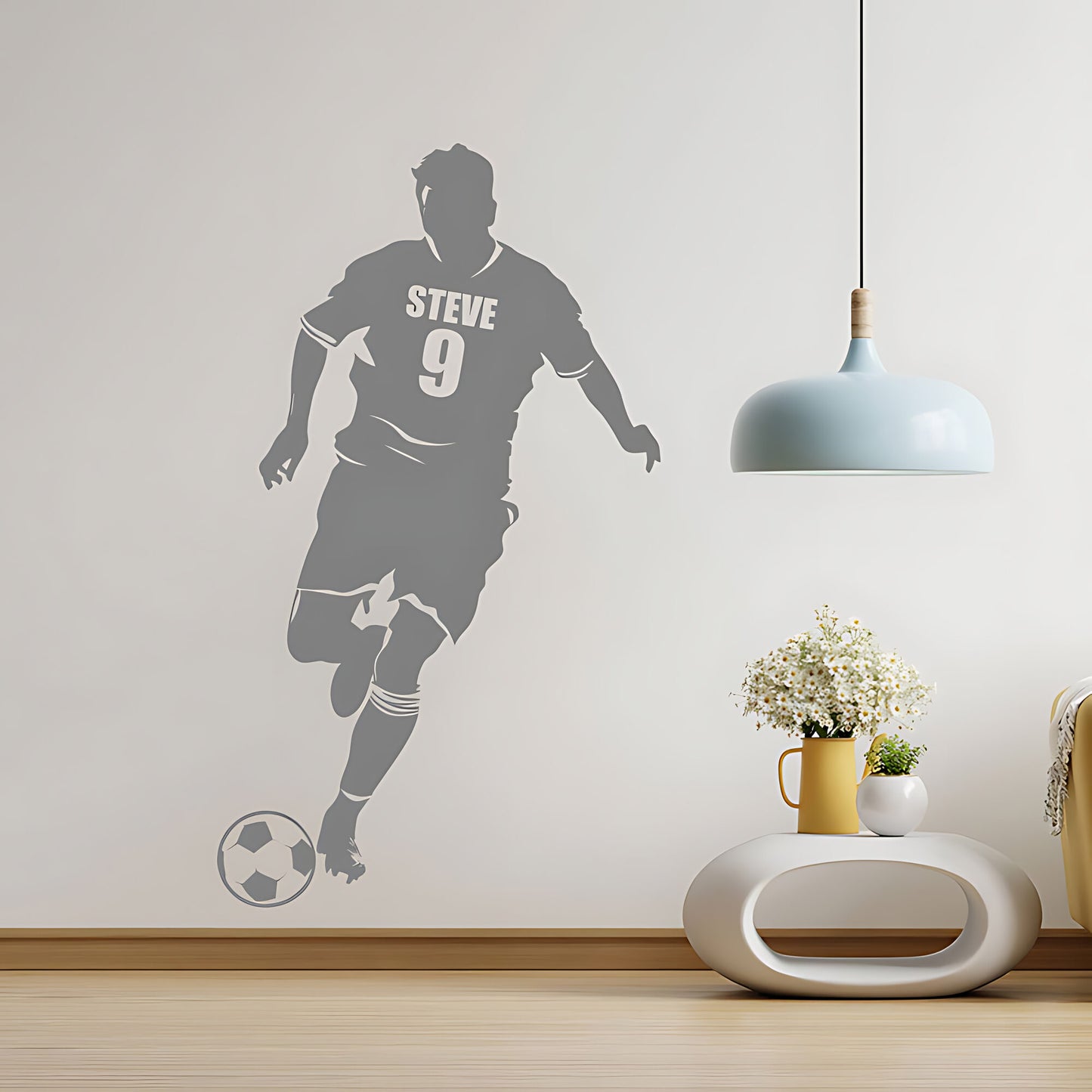 Personalised Football Shirt Wall Decal – Player Silhouette with Name & Squad Number