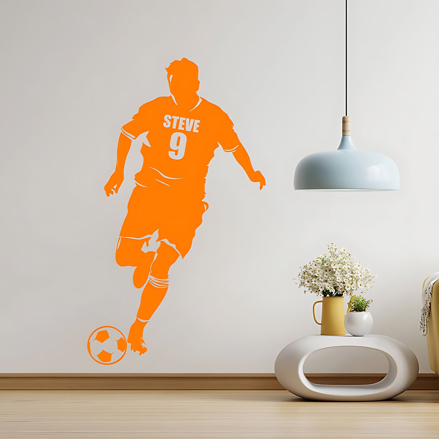 Personalised Football Shirt Wall Decal – Player Silhouette with Name & Squad Number