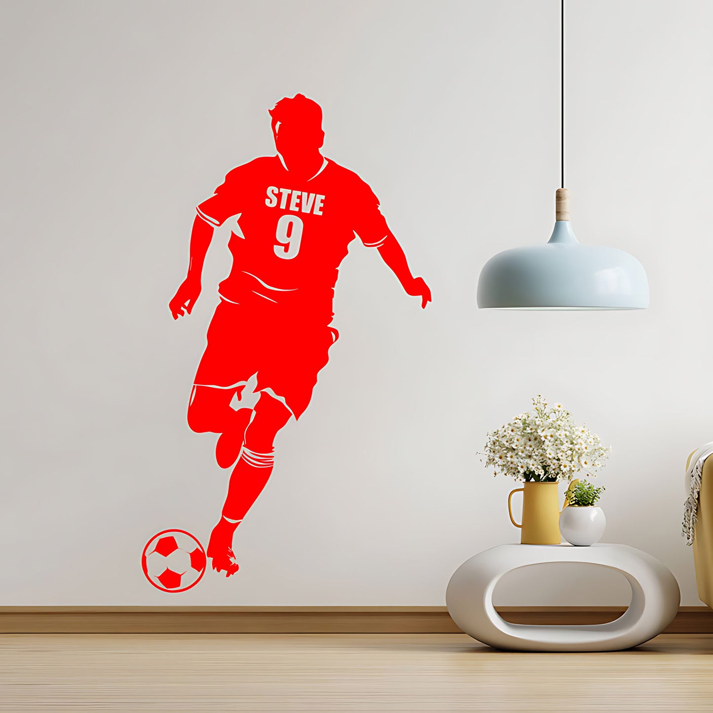 Personalised Football Shirt Wall Decal – Player Silhouette with Name & Squad Number