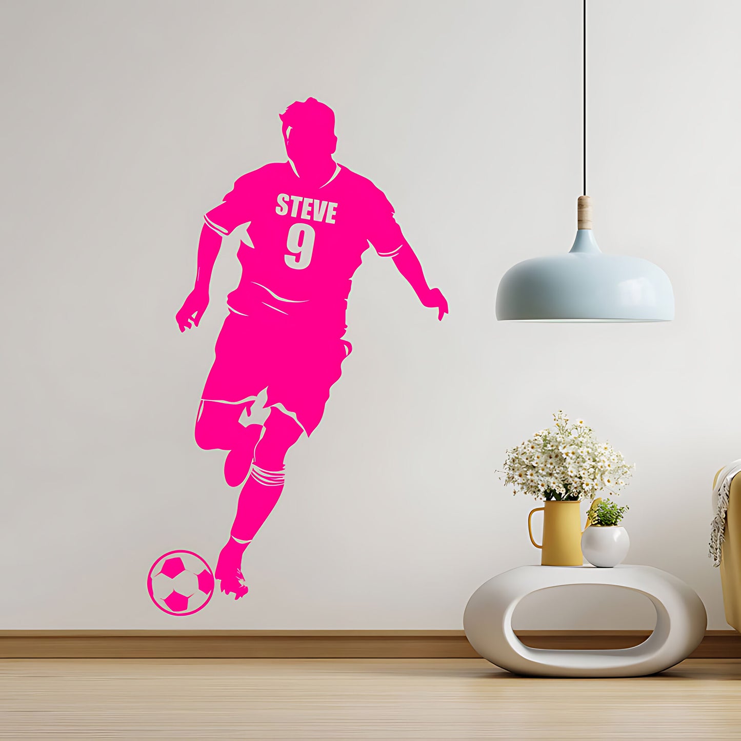 Personalised Football Shirt Wall Decal – Player Silhouette with Name & Squad Number