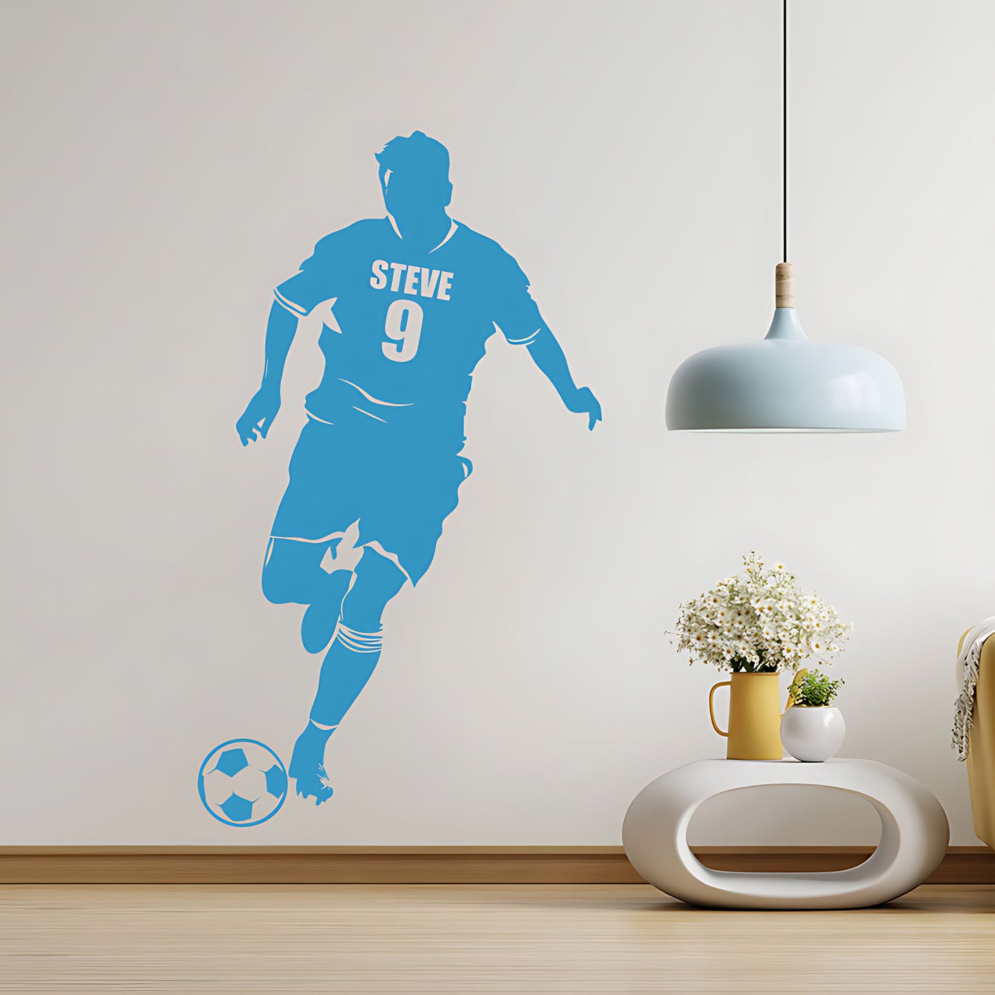 Personalised Football Shirt Wall Decal – Player Silhouette with Name & Squad Number