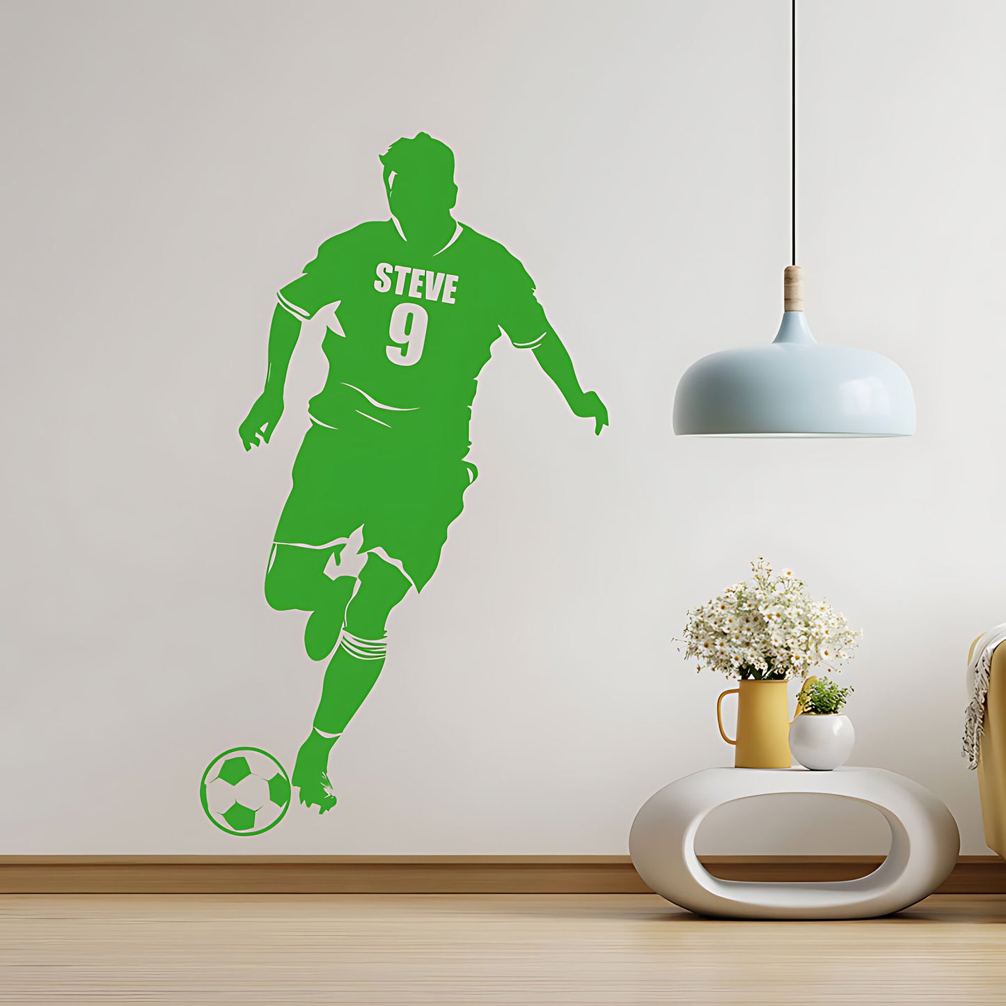 Personalised Football Shirt Wall Decal – Player Silhouette with Name & Squad Number