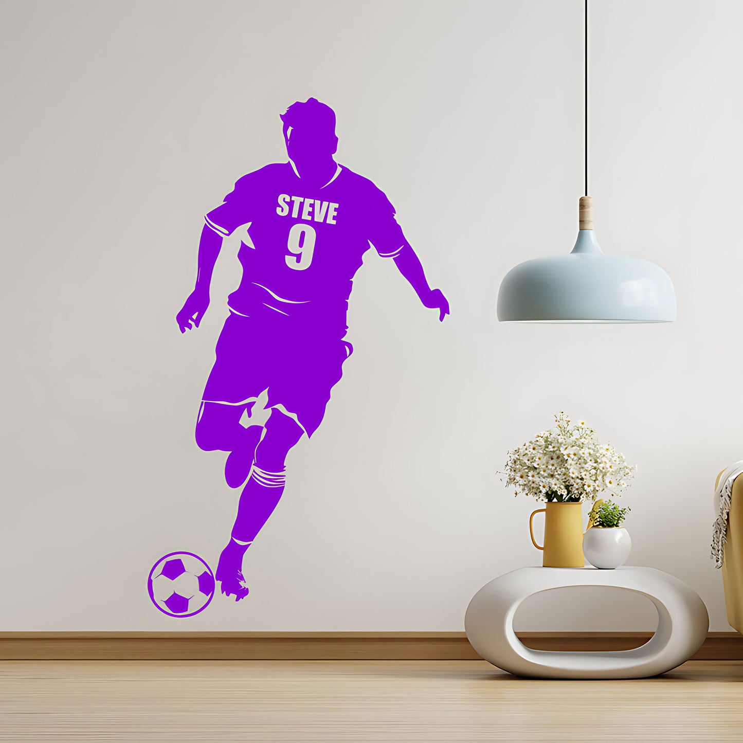 Personalised Football Shirt Wall Decal – Player Silhouette with Name & Squad Number