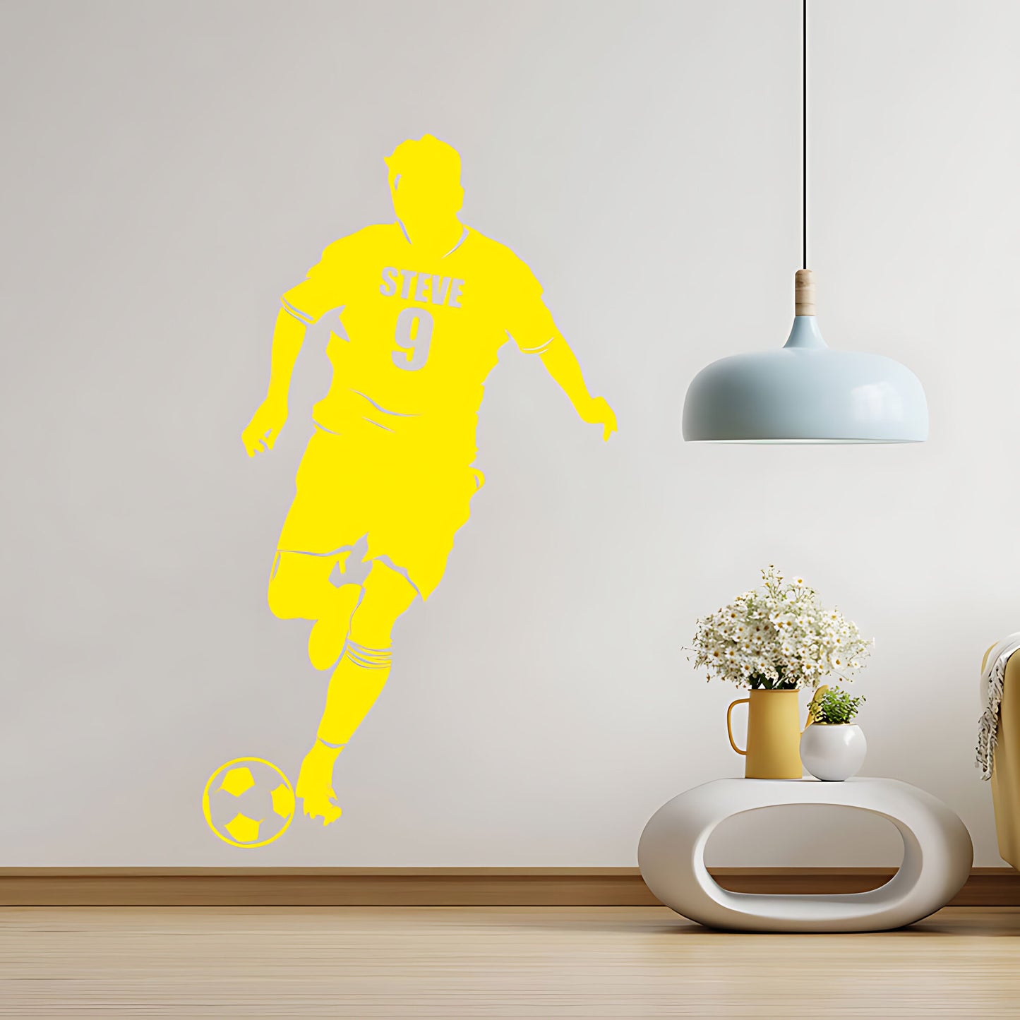 Personalised Football Shirt Wall Decal – Player Silhouette with Name & Squad Number