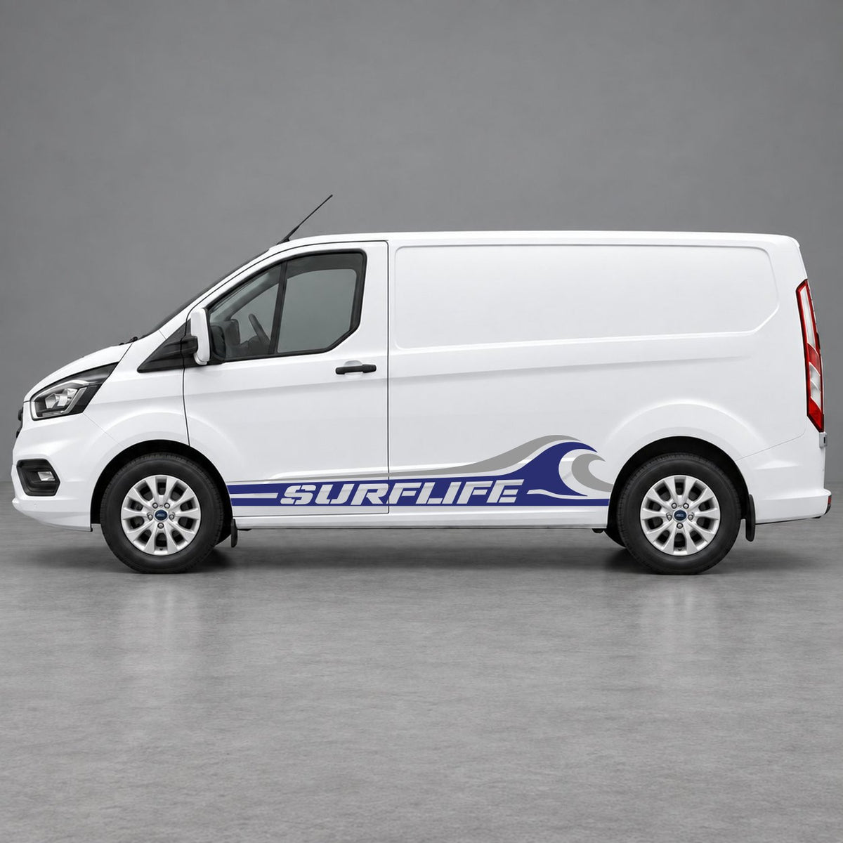 Ford Transit Custom Surflife Wave Side Stripes in Navy Blue & Grey