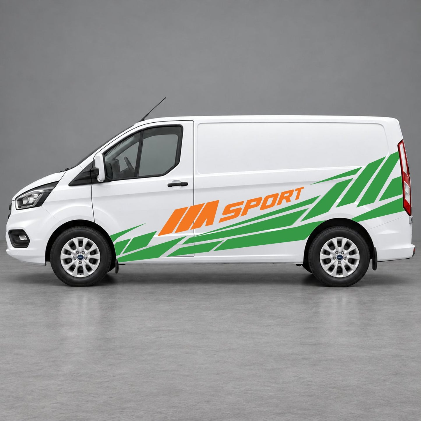 Ford Transit Custom M Sport Racing Side Graphics in Green & Orange