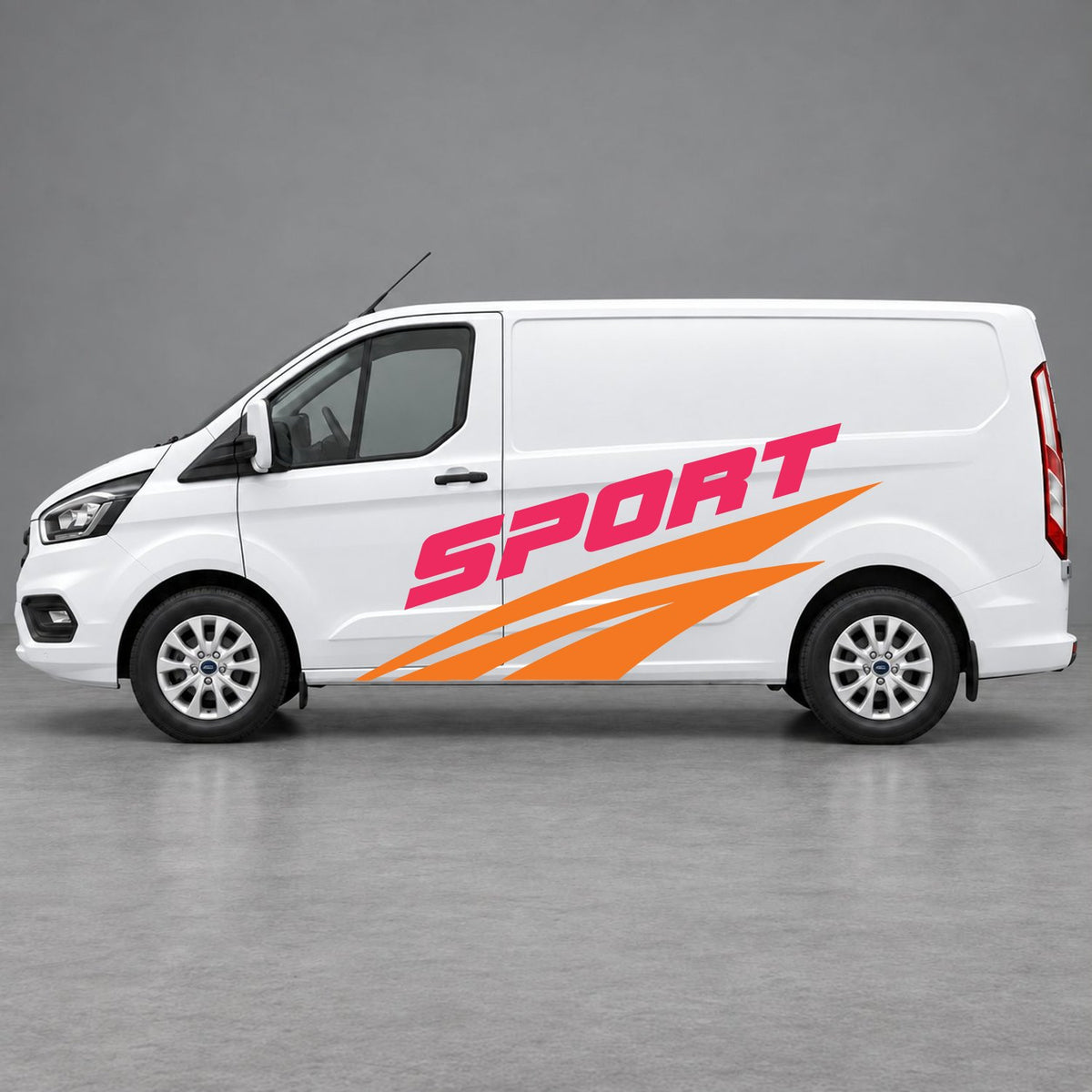 Ford Transit Custom Sport Twin Stripe Side Graphics in Orange & Pink