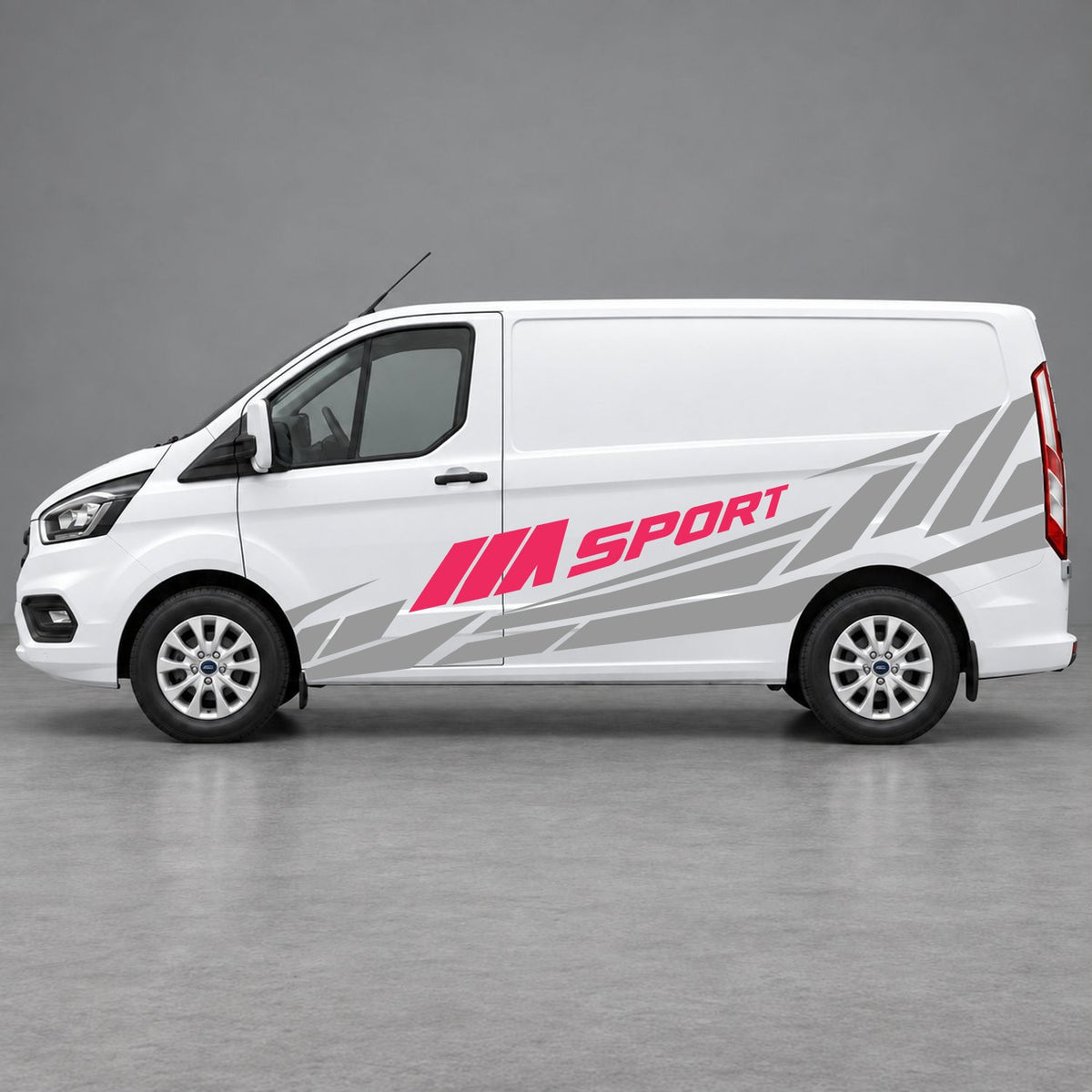 Ford Transit Custom M Sport Racing Side Graphics in Grey & Pink