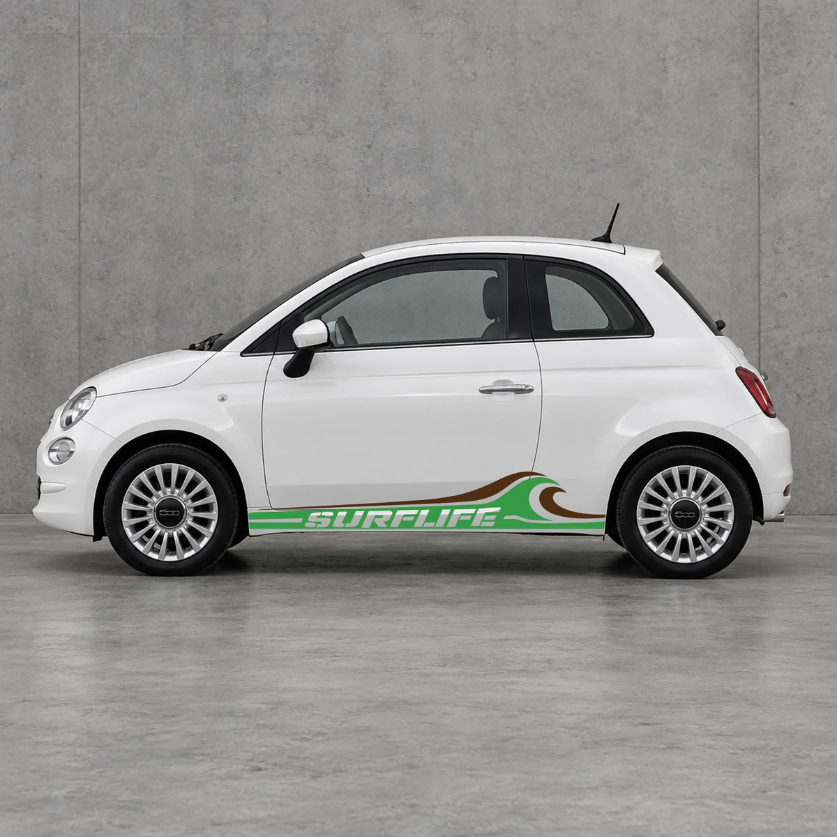 Fiat 500 Surf Life Side Stripes Kit - Pair Supplied in Green & Brown