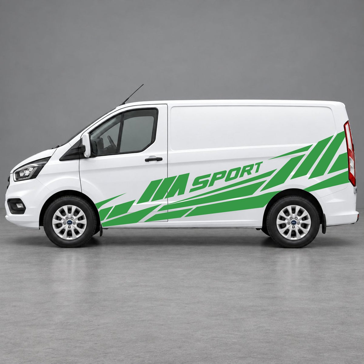 Ford Transit Custom M Sport Racing Side Graphics in Green & Green
