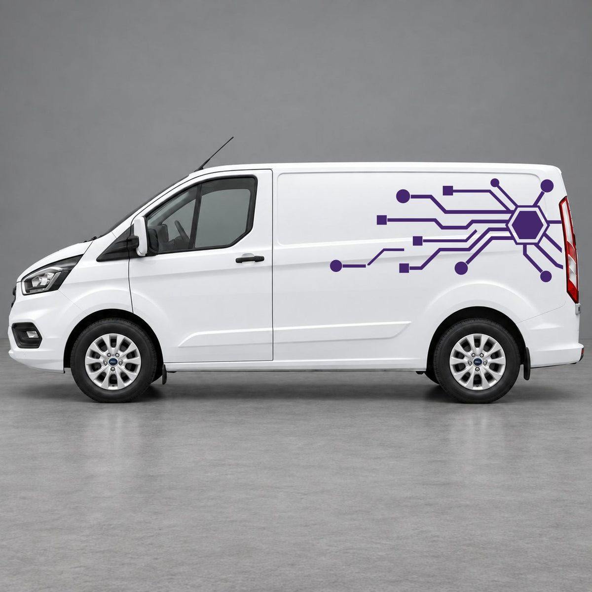 Ford Transit Custom Circuit Board Side Graphics in Purple