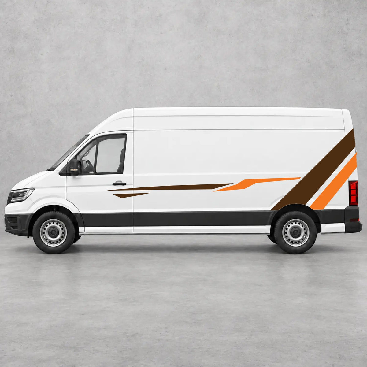 VW Crafter Bold Rear Diagonal Side Stripes in Brown & Orange