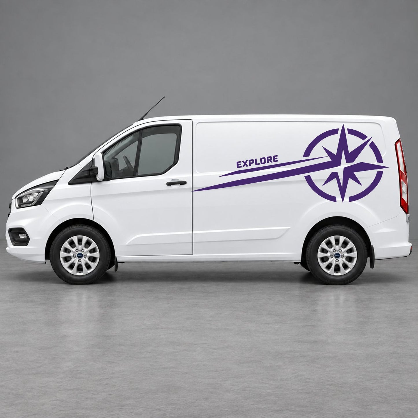 Ford Transit Custom Explore Compass Side Stripes in Purple