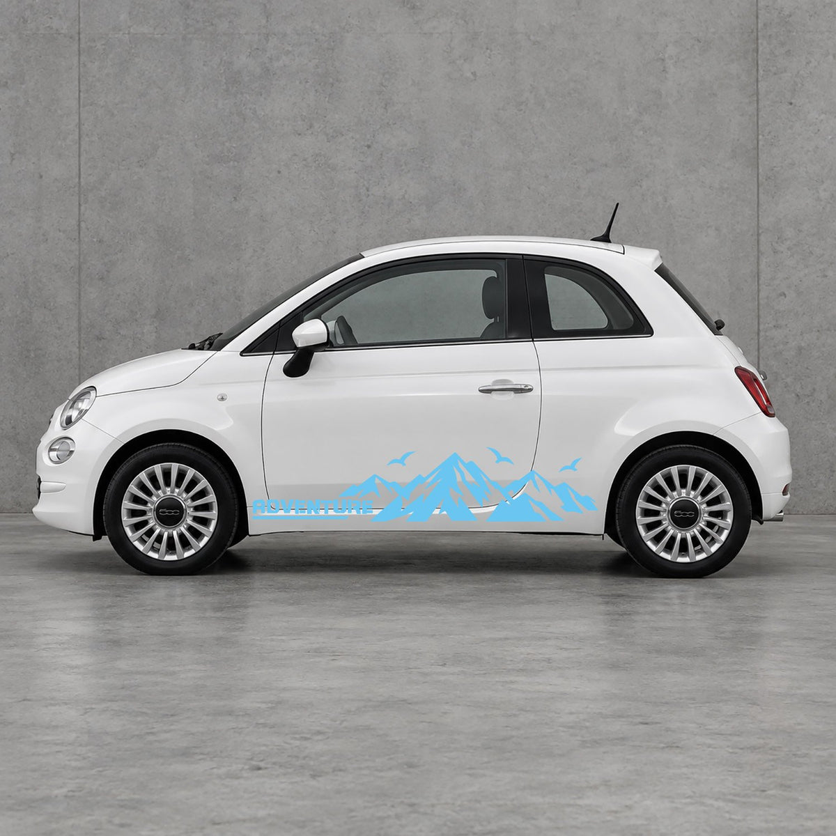Fiat 500 Mountain Adventure Side Graphics Kit - Pair Supplied in Light Blue