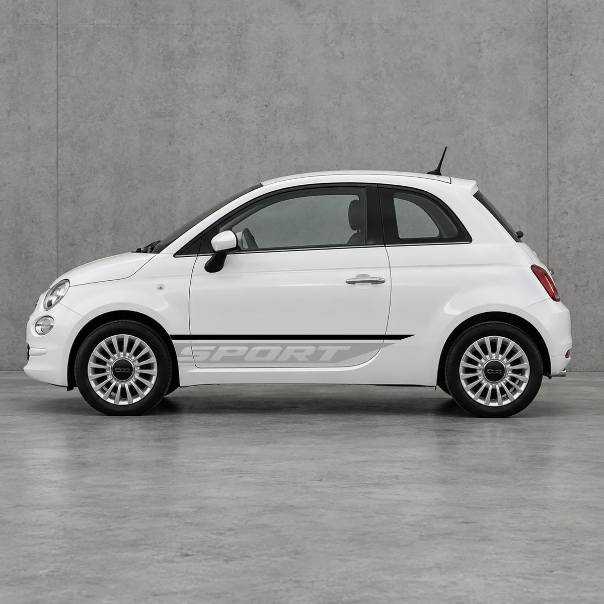 Fiat 500 Sport Lower Side Stripes Kit - Pair Supplied in Black & Grey