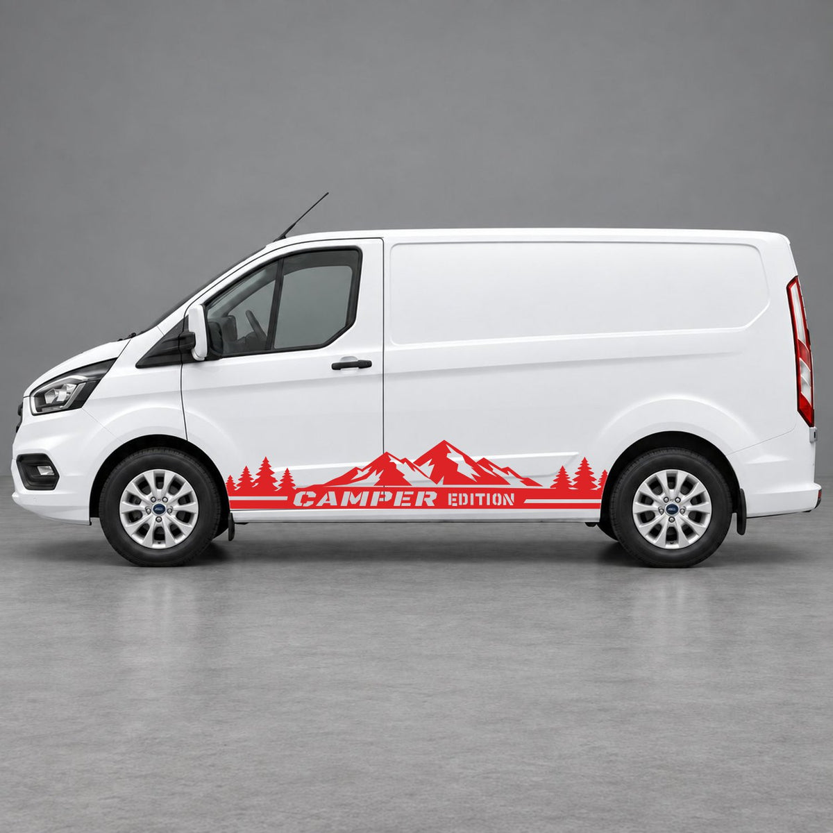 Ford Transit Custom Camper Edition Forest Side Stripes in Red