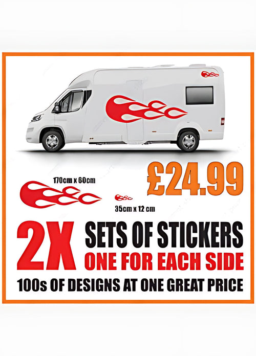 Retro Flame Caravan Side Graphics ‚Äì Caravan Vinyl Decals