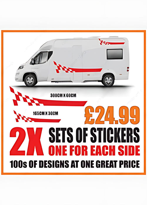 Chequered Sweep Caravan Side Graphics ‚Äì Caravan Vinyl Decals