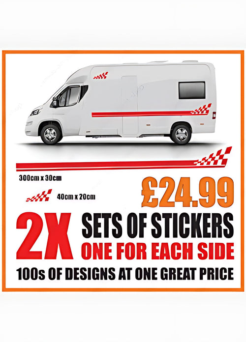 Side Stripe with Chequered Accents ‚Äì Caravan Vinyl Graphics