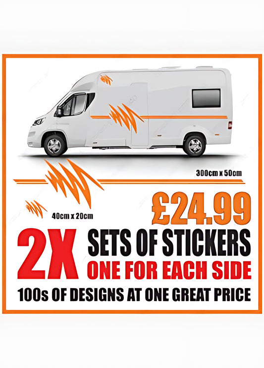 Lightning Bolt Motorhome Side Graphics – Campervan Jagged Vinyl Decals