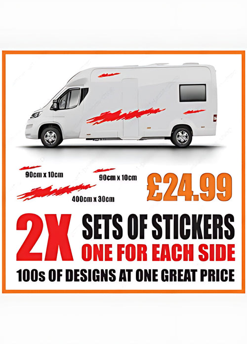 Red Brush Stroke Caravan Side Graphics ‚Äì Caravan Vinyl Decals