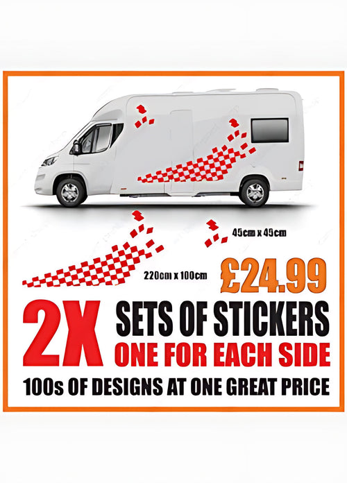 Pixel Fade Caravan Side Graphics ‚Äì Caravan Chequered Vinyl Decals