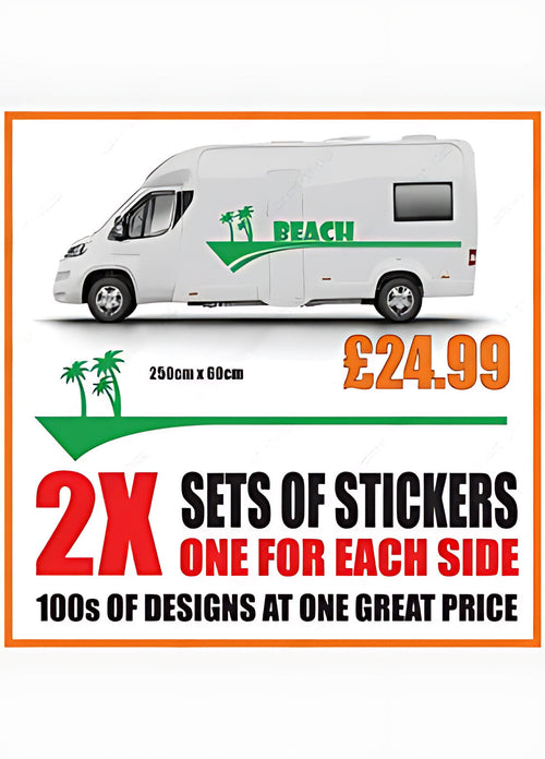 Beach Theme Caravan Side Graphics ‚Äì Caravan Vinyl Decals