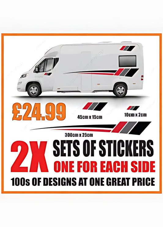 Compact Stripe Motorhome Side Graphics – Campervan Accent Decals