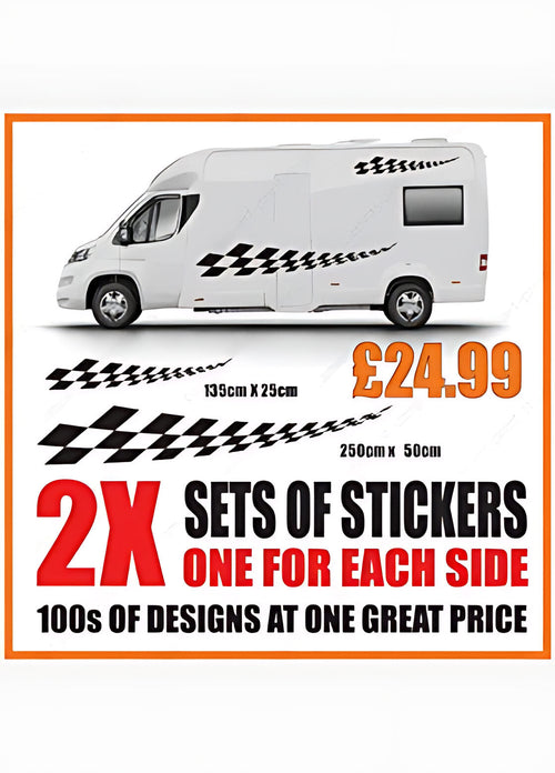 Twin Chequered Caravan Graphics ‚Äì Caravan Side Vinyl Decals