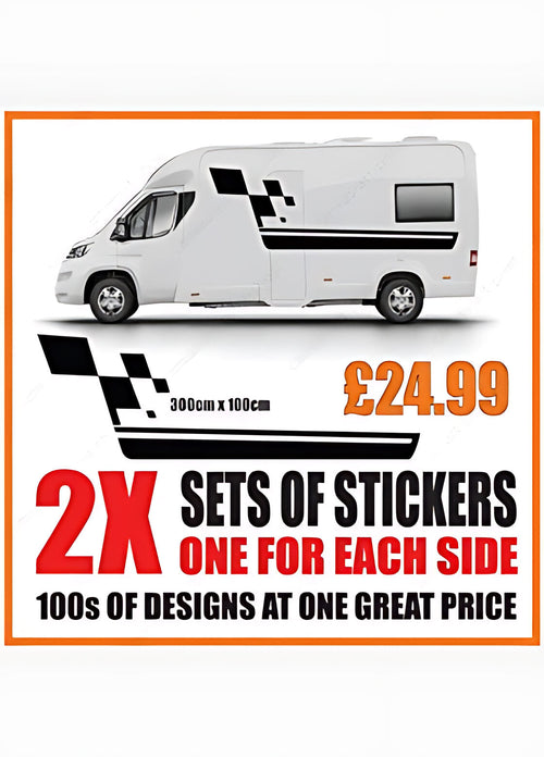 Chequered Flag Caravan Graphics ‚Äì Caravan Side Vinyl Decals
