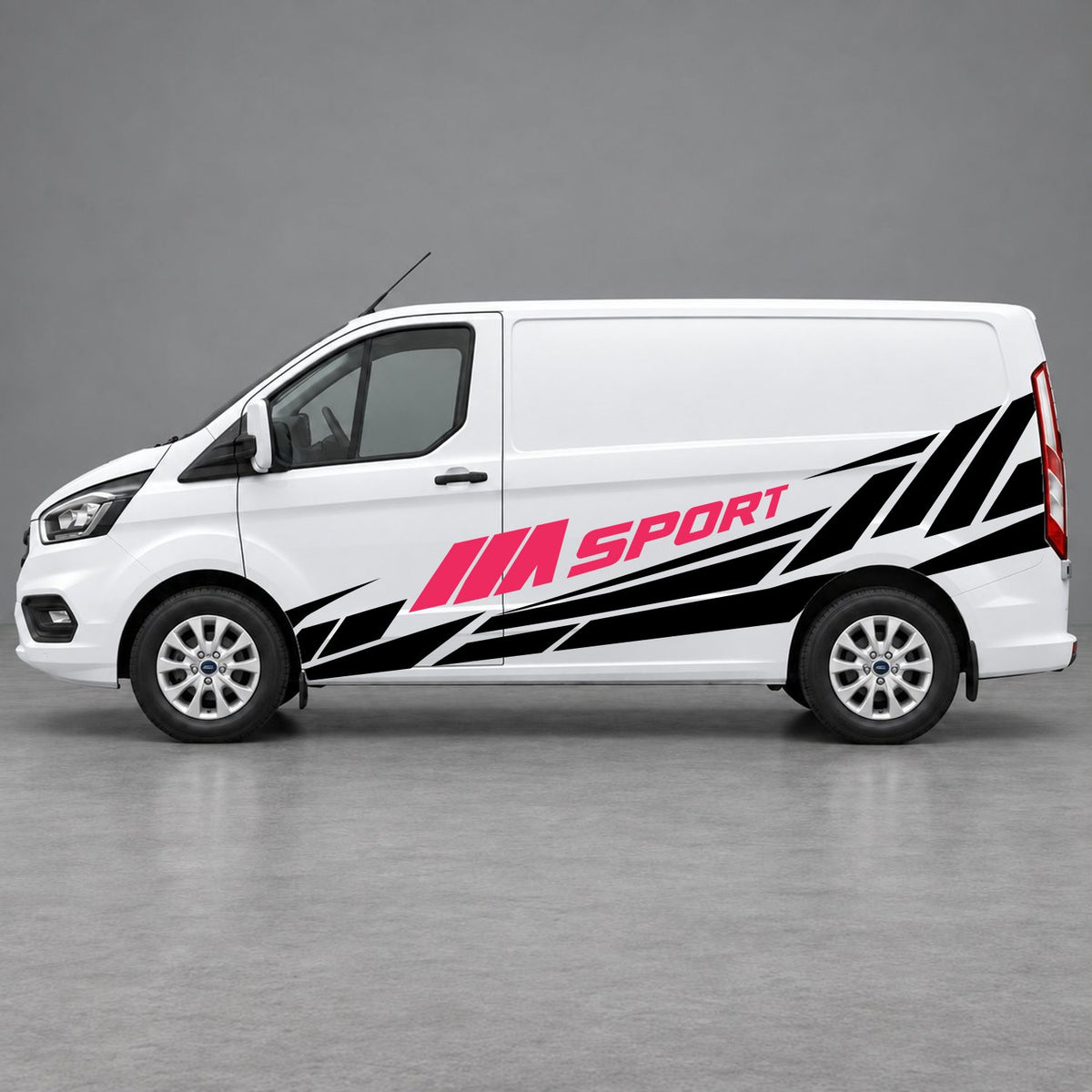 Ford Transit Custom M Sport Racing Side Graphics in Black & Pink