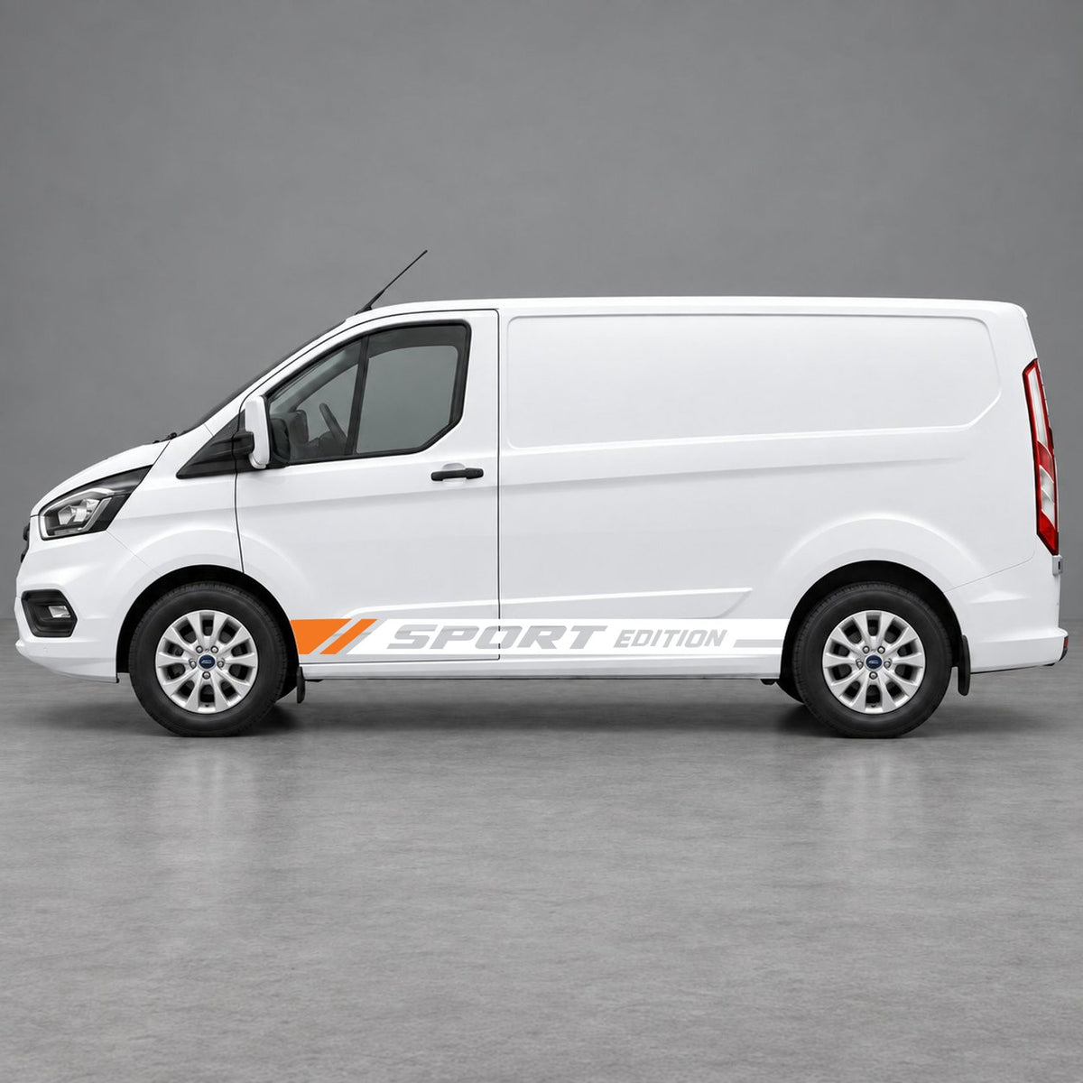 Ford Transit Custom Sport Edition Lower Side Graphics in White & Orange