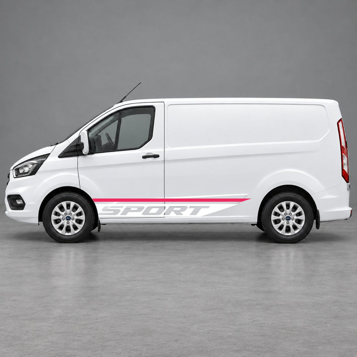 Ford Transit Custom Sport Swoosh Lower Side Stripes in Pink & White