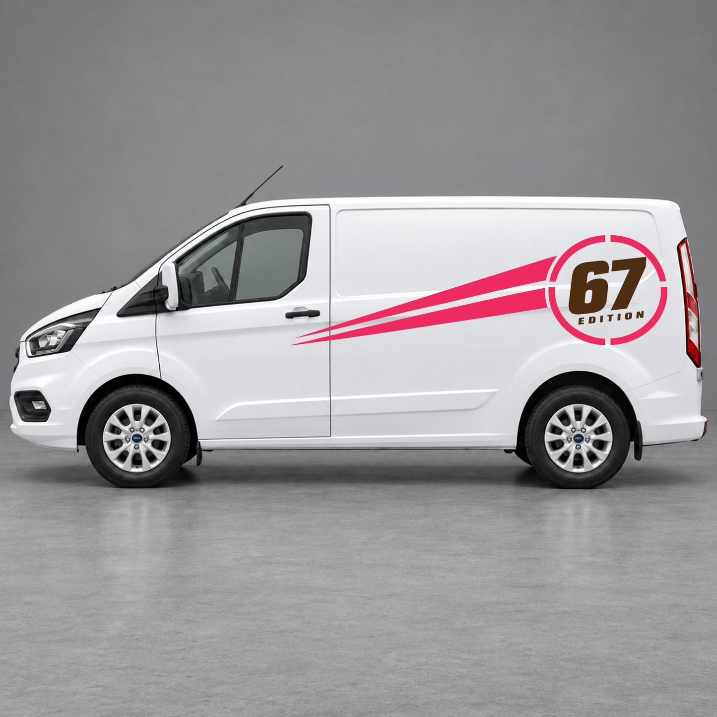 Ford Transit Custom Personalised Number Edition Side Stripes in Pink & Brown
