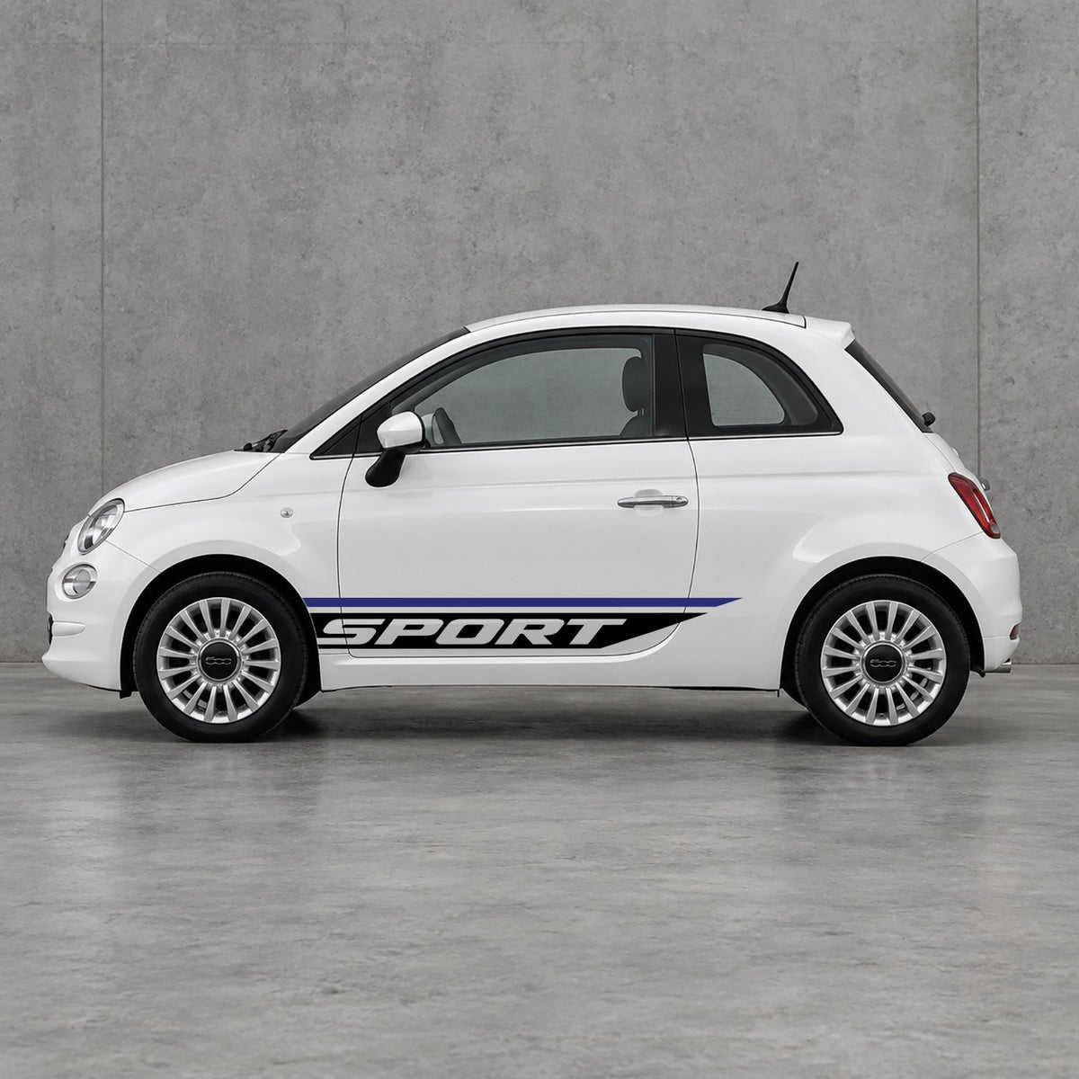 Fiat 500 Sport Lower Side Stripes Kit - Pair Supplied in Navy Blue & Black