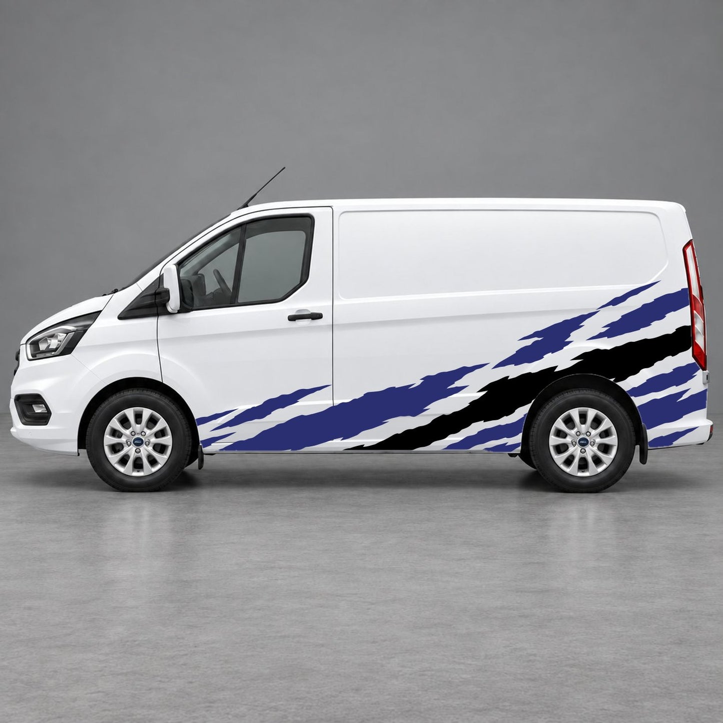 Ford Transit Custom Claw Scratch Side Graphics in Navy Blue & Black