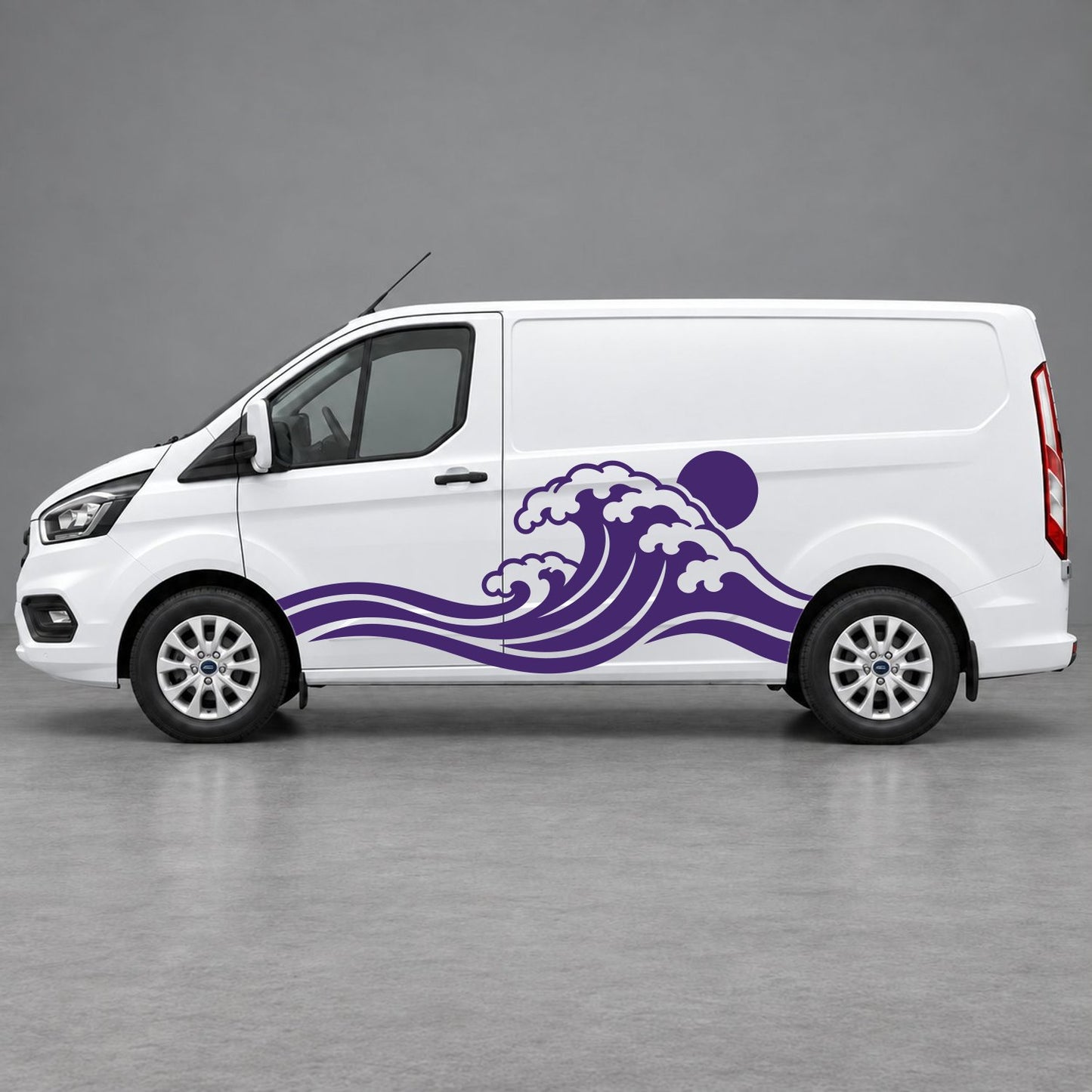 Ford Transit Custom Ocean Wave & Sunset Side Graphics in Purple