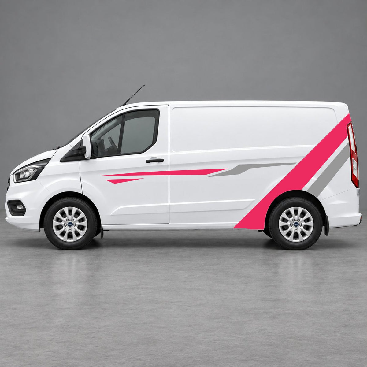 Ford Transit Custom Bold Rear Diagonal Side Stripes in Pink & Grey
