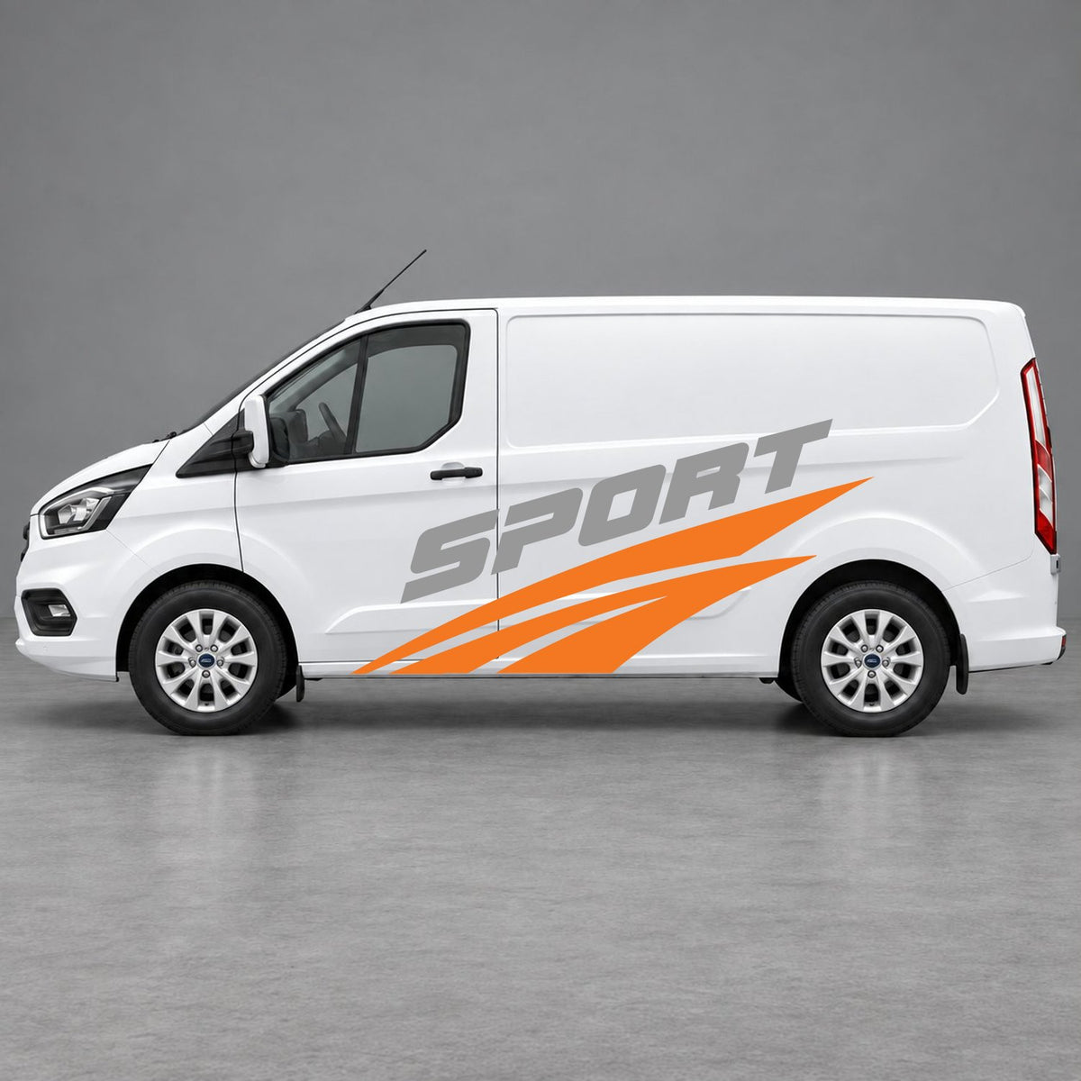 Ford Transit Custom Sport Twin Stripe Side Graphics in Orange & Grey